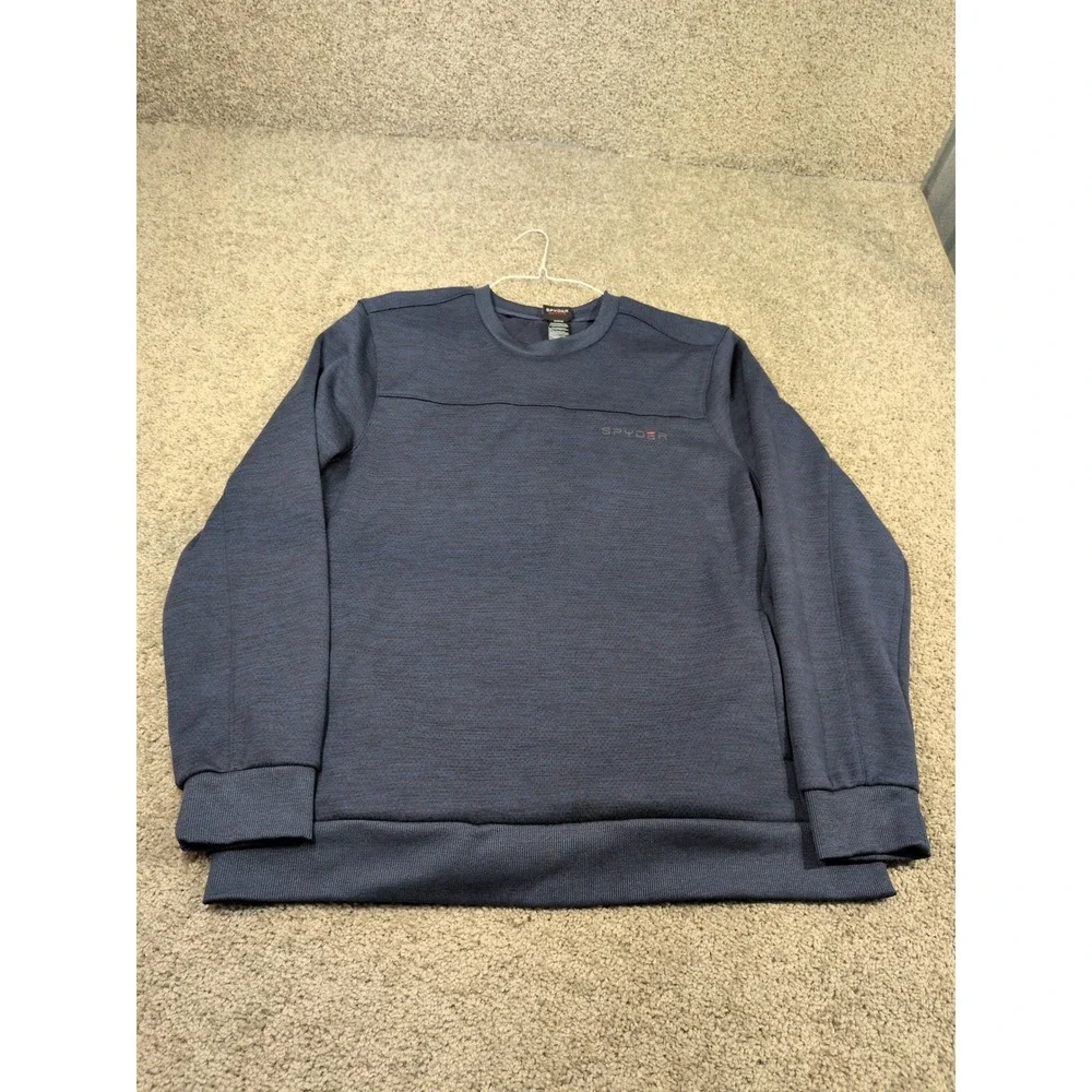 Spyder Active‎ Mens Crewneck Sweatshirt Navy Blue Heathered Pullover Size M